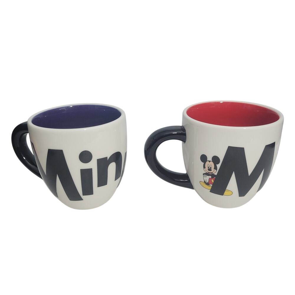 Disney Parks Mickey & Minnie Large Coffee Mugs Size Approx. 4.25" Tall 10125-2M8